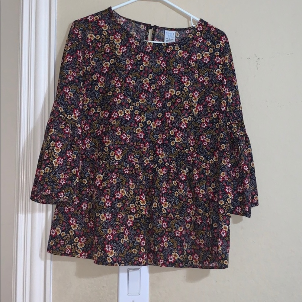 Layered peplum floral blouse